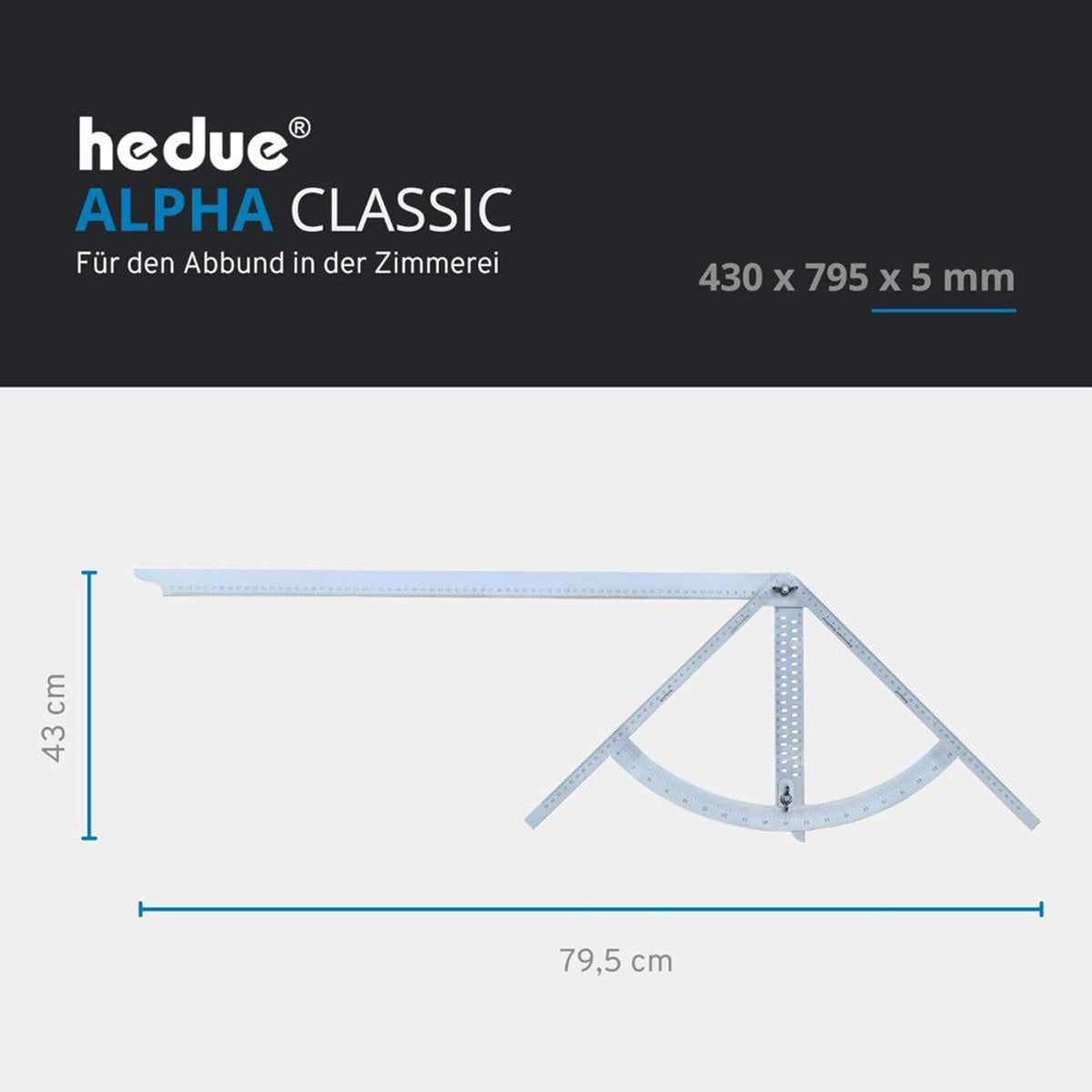 hedue® - Anreissgerät Alphawinkel | Alpha Winkel für Zimmerer , Anreißwinkel & Präzisionswinkel | Winkelmesser