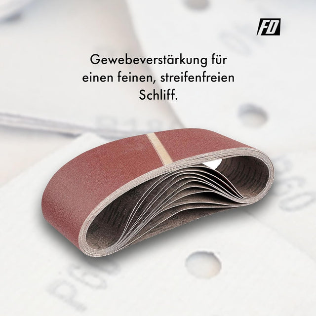 Gewebe - Schleifbänder│25 Stück │75 x 533 mm │je 5 x Korn 40/60/80/120/180 │für Bandschleifer│Schleifpapier│Schleifband - Set