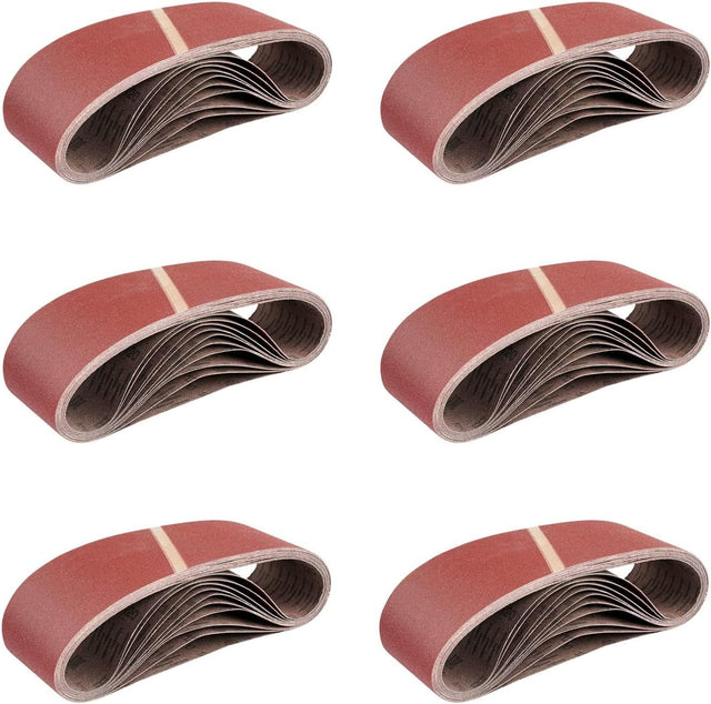 Gewebe - Schleifbänder│25 Stück │75 x 533 mm │je 5 x Korn 40/60/80/120/180 │für Bandschleifer│Schleifpapier│Schleifband - Set