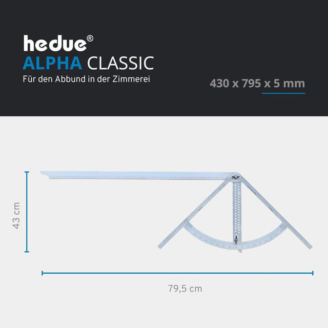 hedue® - Anreissgerät Alphawinkel | Alpha Winkel für Zimmerer , Anreißwinkel & Präzisionswinkel | Winkelmesser