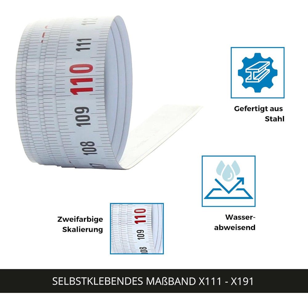 hedue® - Selbstklebendes Maßband 1 bis 10M