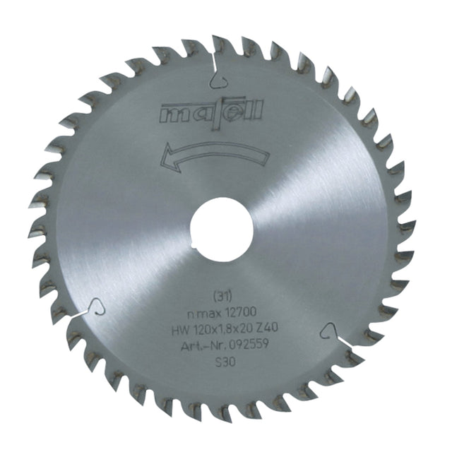 MAFELL - Sägeblatt - HM 120 x 1,2/1,8 x 20 mm, Z 40, FZ/TR, für Feinschnitte in Holz