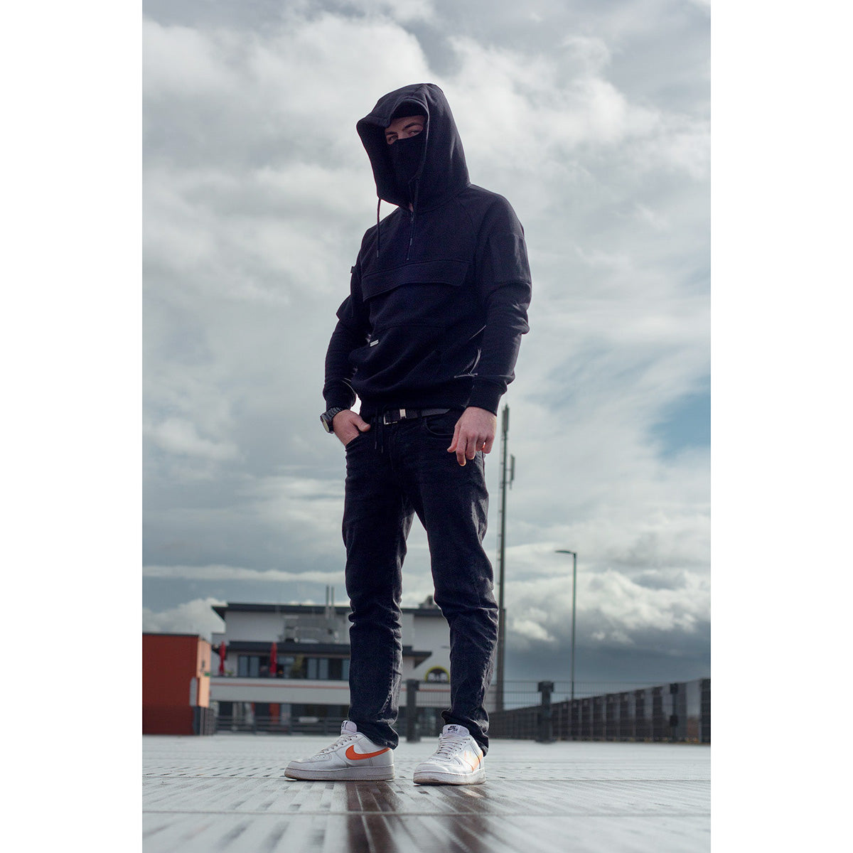 【niii様】baserange TIER HOODED WRAP Baserange / TIER HOODED WRAP ( BLACK ) | JUQUI Online