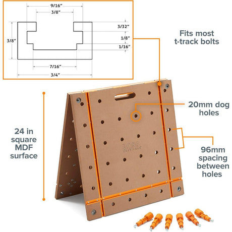 OX TOOLS - BORA Centipede 2 x 4ft T - Track Tabletop - 20mm Dog Holes | Arbeitsplatte