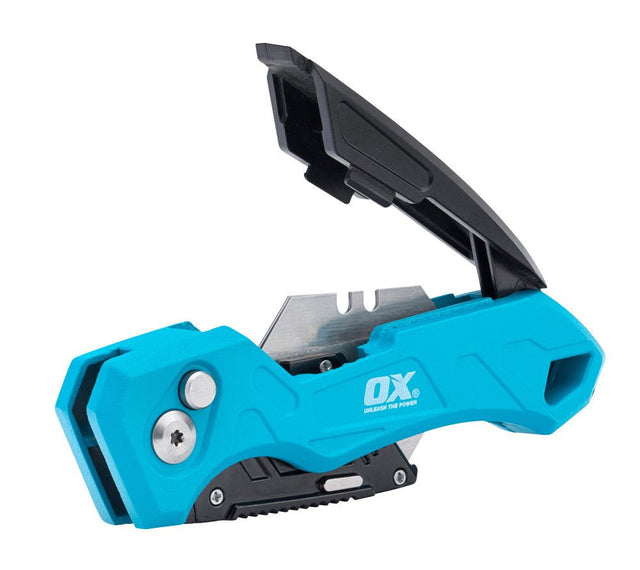 OX TOOLS - OX Pro Heavy - Duty Messer, faltbar, mit Klingenmagazin – inkl. 3 Klingen