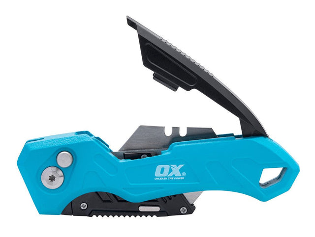 OX TOOLS - OX Pro Heavy - Duty Messer, faltbar, mit Klingenmagazin – inkl. 3 Klingen