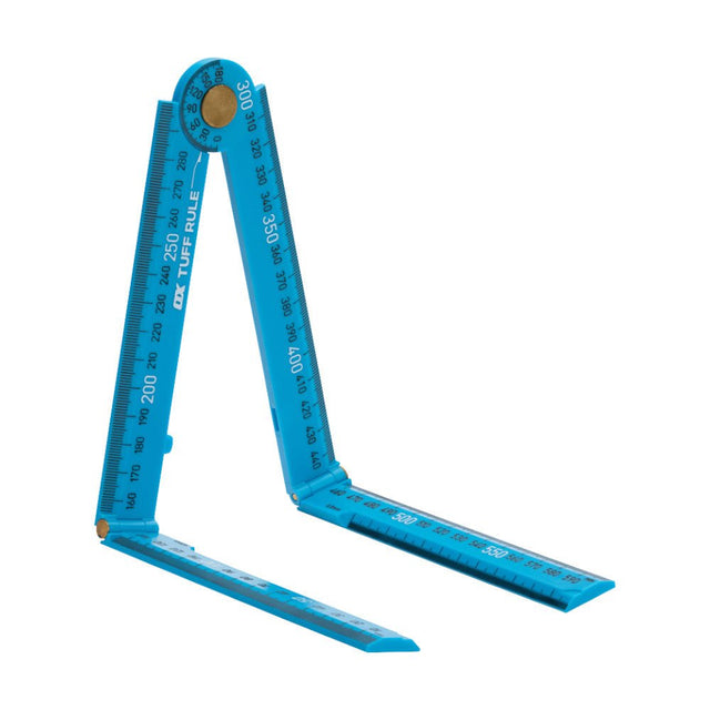 OX TOOLS - OX Pro Tuff Rule – Cyan | metrischer Zollstock & schneller Winkelmesser