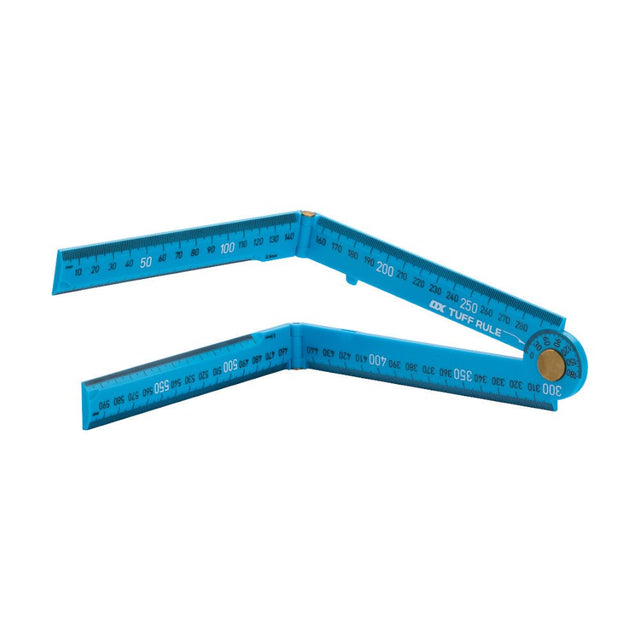 OX TOOLS - OX Pro Tuff Rule – Cyan | metrischer Zollstock & schneller Winkelmesser