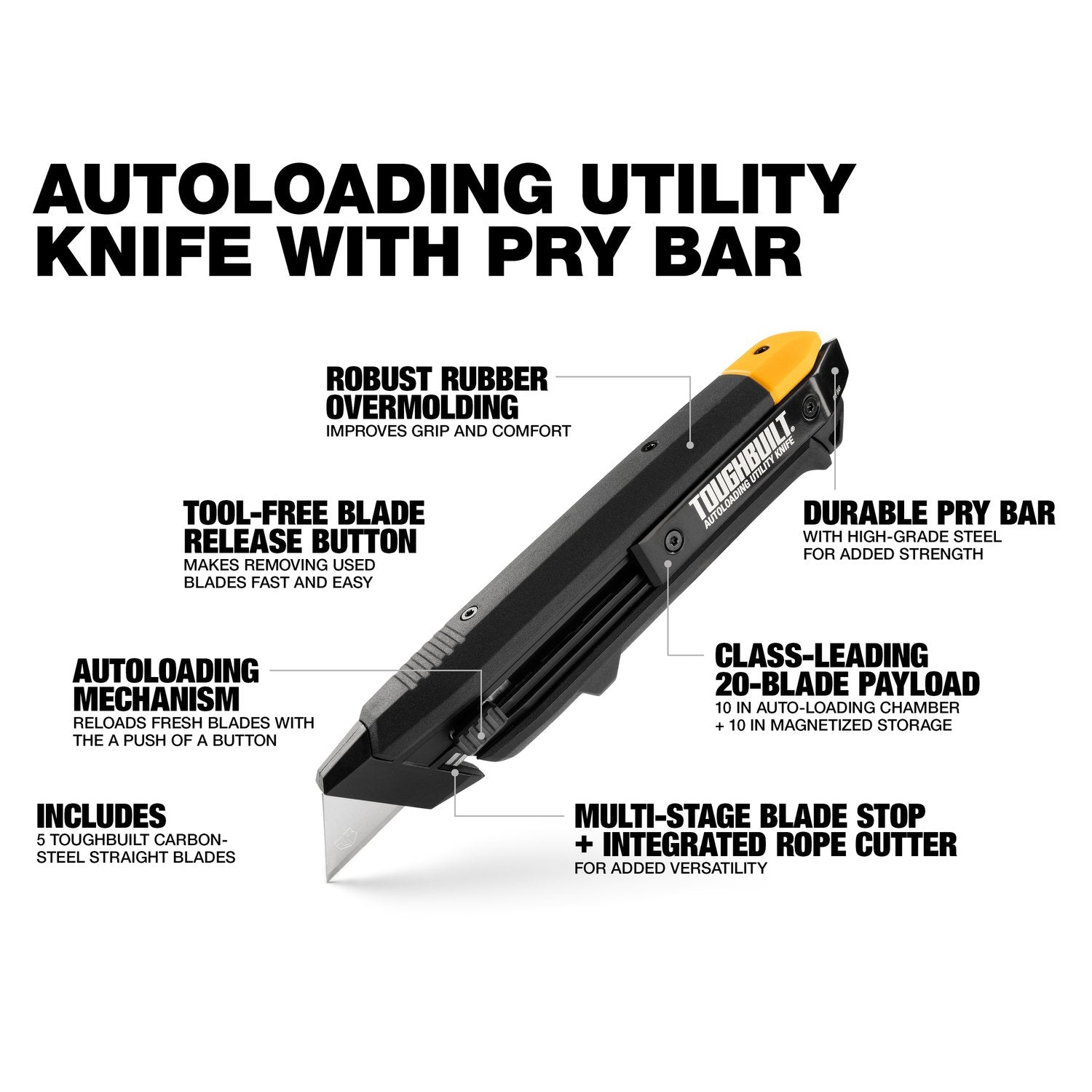 Toughbuilt Selbstladender Universalcutter mit Stemmeisen