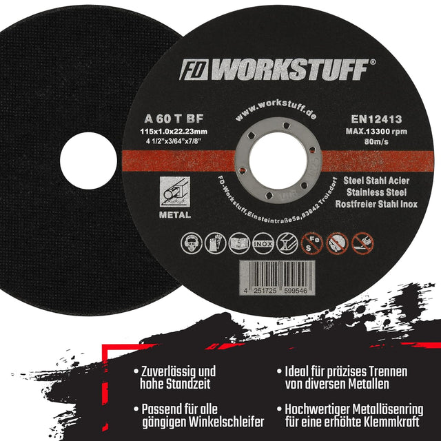 Trennscheiben Ø115 x 1,0 mm – 10er Pack für Winkelschleifer & Flex | Inox geeignet